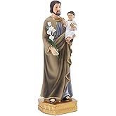 Galiyen St. Joseph and Child Jesus Statues, Hand-Crafted 8 Inch Saint Joseph Resin Figurines, Catholic Religious Renaissance Collection Decoration, Religious Gift