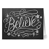 Script Believe - 36 Chalkboard Note Cards - Blank Cards - Kraft Envelopes Included
