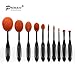 Primacc Oval Makeup Brushes, 10 Pcs Professional Cosmetic Toothbrush Set with Foundation Brush for Powder Cream Concealer