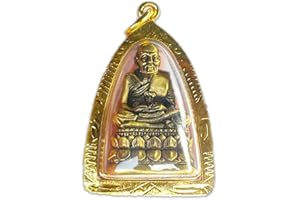 Vintage Phra LP Tuad Pim Lek Wat Changhai Gold Micron Case Pendant Thai Buddha Amulet