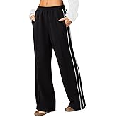 LASLULU Womens Wide Leg Sweatpants Baggy Straight Leg Sweatpants Y2K Dance Pants Gym Athletic Sweat Pants Joggers