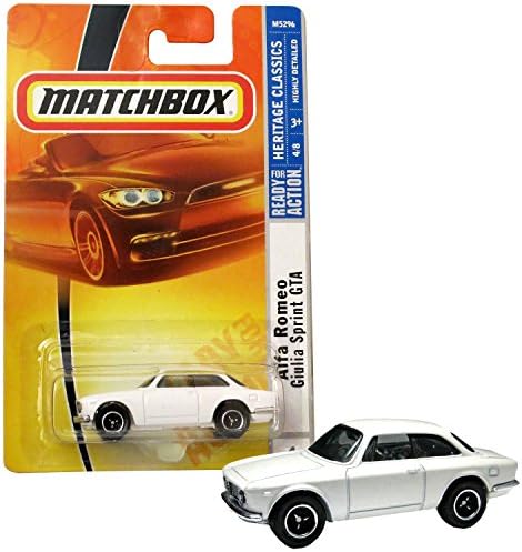 Matchbox Year 2007 Heritage Classics Series 1:64 Scale Die Cast Car Set #4 - White Coupe ALFA ROMEO GIULIA SPRINT GTA M5296