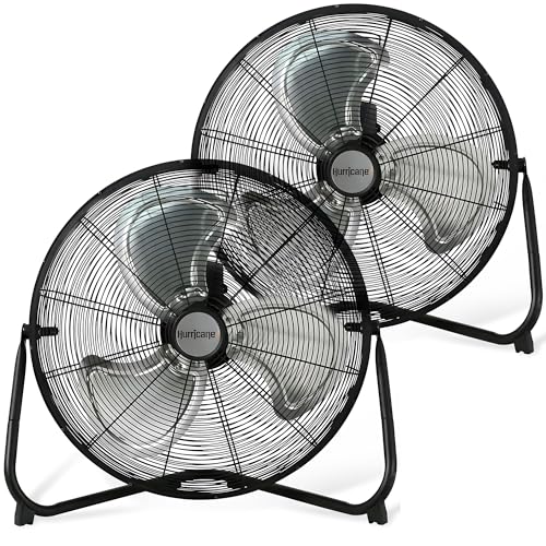 Hurricane Pro High Velocity Floor Fan, 3 Speeds, Black, 20in, 2 Pack