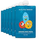 Hello Little Monsters Reusable Squeeze Food Pouch,  Small - 4 oz (6 Pack)