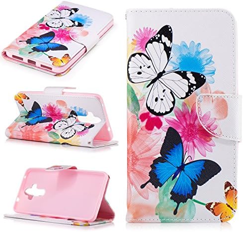 YYhin Case For Huawei Mate 9(5.9") Case Cover,Flip Wallet Case,Stand Cover,Magnetic Protective Cases Covers With Fashion Painted.[Love/Two butterflies]