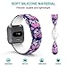 Sunnywoo Compatible with Fitbit Versa/Versa Lite Edition Bands, Soft Silicone Fadeless Floral Pattern Printed Strap Replacement Wristband Fitbit Versa Smart Fitness Watch for Women Men, Large Small