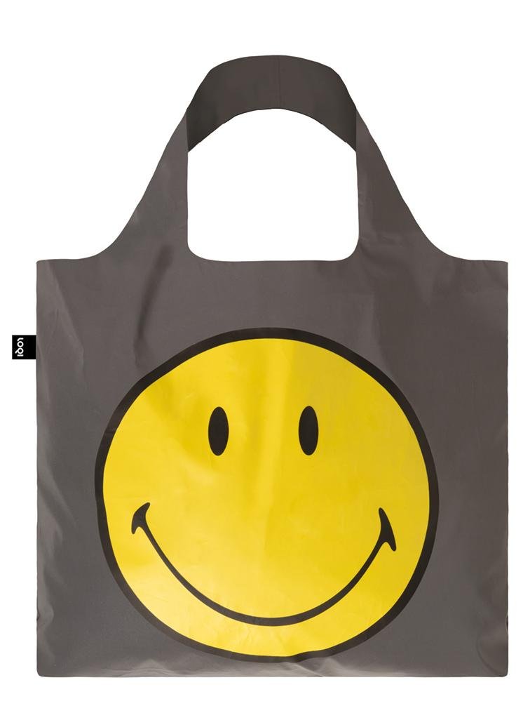 LOQI Artist Reflective Smiley Canvas & Beach Tote Bag, 50 cm, 20 L, Multicolour