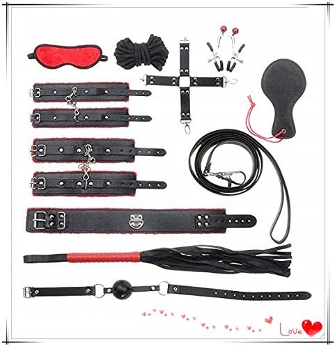 Red & Black 10pcs PU Leather Kits with Adjustable Buckle