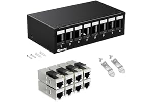 Enmane 8 Port Patch Panel CAT6 Keystone Patch Panel UTP Network for Home/Office (1U 8Port, CAT6 Shielded)
