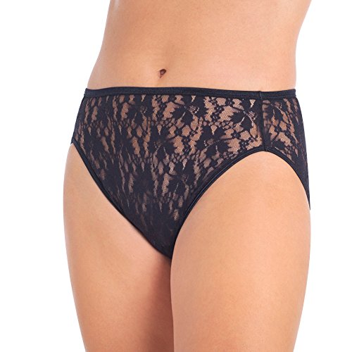 Vanity Fair Women's Illumination Helenca Lace Hi Cut Panty 13202 - Midnight Black - 8