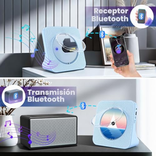 Portable CD Player for Children, Bluetooth CD Player and Home HiFi Speakers, Home CD Player Compatible with USB/FM Radio/Headphone Jack/Off Timer (Non-Rechargeable)