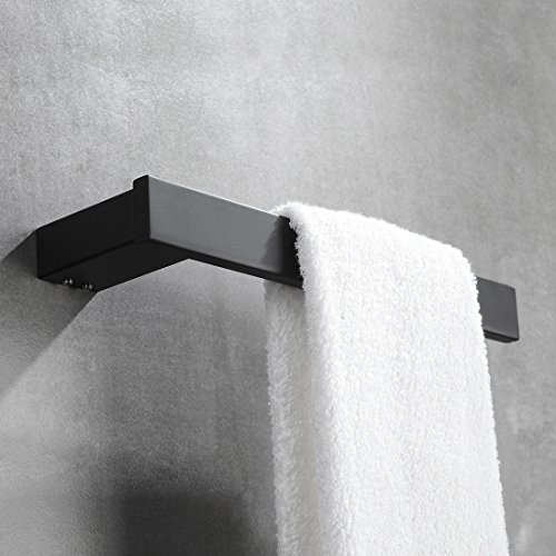 4-Piece Bathroom Hardware Set - Towel Bar Accessory Set Towel Hook Toilet Paper Holder Towel Ring Stainless Steel Wall Mounted, Black Painted