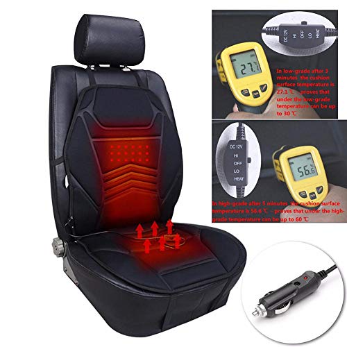 Universal 12V Heated Car Seat Cushion with Temperature Controller, Winter Car Seat Warmer Cover Heating Pad 12V Plug's Into Cigarette Lighter Perfect for Cold Weather and Winter Driving