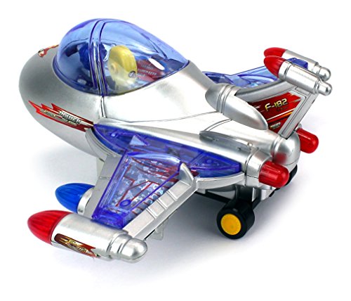 Vivid F-182 Jet Battery Operated Bump and Go Toy Plane w/ Flashing Lights, Sounds (Colors May Vary) - Thumbnail 4