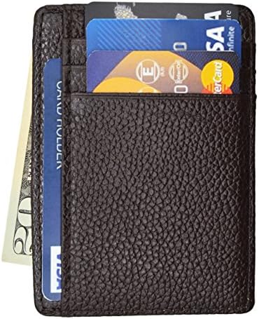 Mens RFID Blocking Leather Minimalist Slim Front Pocket Wallet Coffee