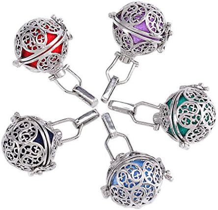 Essential Oil Diffuser Locket Cage Pendant 5 Pcs/lot with 5 Felt Pompom