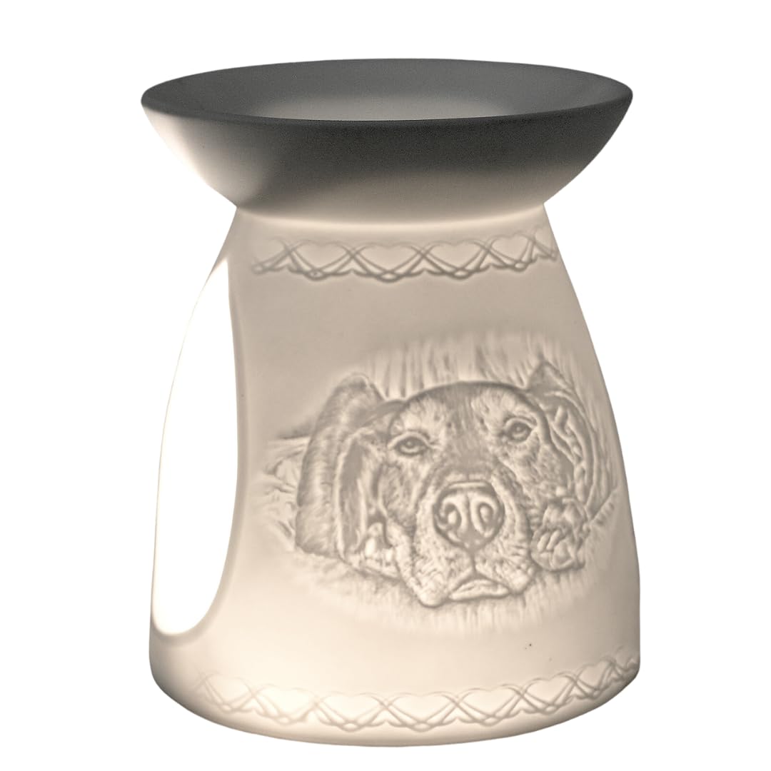 Cello Dog Tealight Wax Melt & Oil Burner, Dog Candle, Stunning Porcelain Wax Burners. Use Wax or Oil in The Dish and Magically Fragrance Your Room. Dog Lover