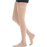 20-30mmhg Thigh High Compression Socks, Compression Stockings For Women & Men,Closed Toe Compression Socks For Varicose Veins,Edema,Beige,Medium