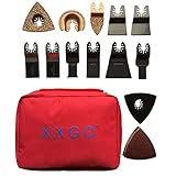 XXGO 72 Pcs Mixed Universal Bi Metal Carbide Precision Japan Fine Wood Sand Pads Oscillating Multi Tool Saw Blades Accessories Kit For Cutting Scraping Sanding Grinding Tile Polishing Removing Grout