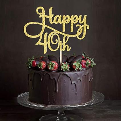 Amazon Com Areena Shop Glitter Happy 40th Cake Topper Forty