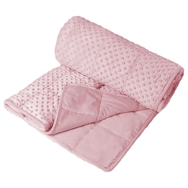 ALANSMA REVERSIBLE WEIGHTED BLANKET FOR ALL SEASON, LUXURY VELVET, WARM AND COOL, ADULT 15LB WEIGHTED BLANKET, ENJOY SLEEPING ANYWHERE(PINK, 48”X72”15LBS)