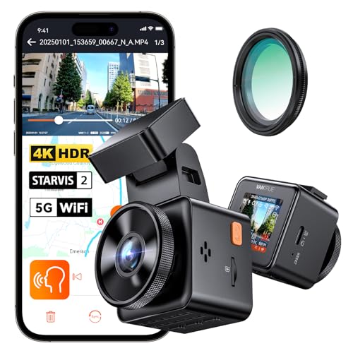 VANTRUE E1 Pro 4K HDR STARVIS 2 Dashcam Auto Vorne, Mini Dash Cam mit CPL