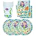 Mermaids Under The Sea Birthday Party Supplies Set Plates Cups Napkins Tableware Kit for 16 Guests by PCBS