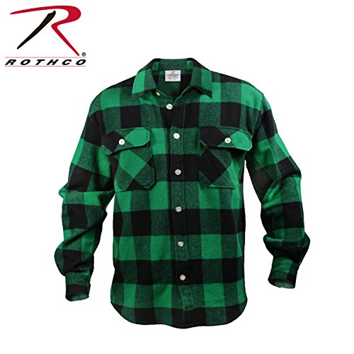 Rothco Heavy Weight Plaid Flannel Shirt, 2X/3X/4X/3X-Large, Green/Black