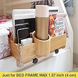 Wooros Bedside Organizer, Natural Bamboo Adjustable and Attachable Bedside Caddy for Dorm, Bunk, Loft Beds and Small Bedroom