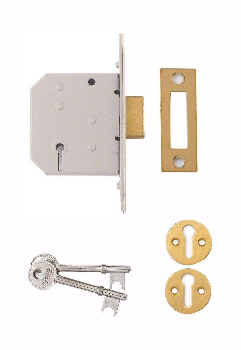 Yale Locks P-M322-PB-65 3 Lever Deadlock 65mm Lock case – Polished Brass Finish