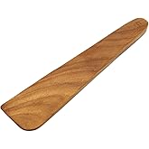 FAAY 10" Flat Wooden Spatula for Cast Iron, Egg Flipper, Pan Scraper, Handcraft from High Moist Resistance Golden Teak for Non Stick Cookware (10")