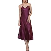 Amlztr Womens Satin Nightgown Long Slip Sleep Dress Silk V Neck Nightgowns