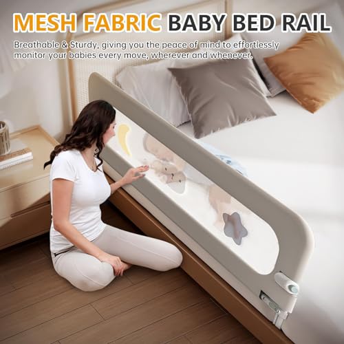 BOOM Toddler Bed Rails for Crib, Foldable Bed Rail for Toddlers, Adjustable Heights Portable Bedrail Extra Tall Child Safety Side Railing Guards for Kids, for Queen Full King Twin Crib Bunk Size Bed