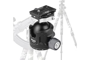 XILETU Aluminum Ball Head for Shooting Tripod 360° Panoramic Ball Head for DSLR Camera Compatible with Arca Swiss and Picatinny Maximum Load Capacity of 77lbs for Hunting and Photography (54mm)
