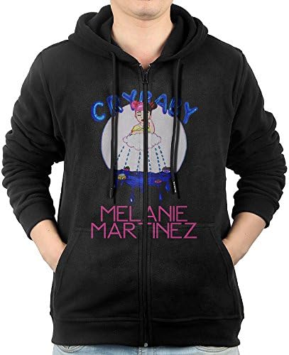 Men's Long Sleeve Zip Up Hoodie Sweatshirt With Pockets Crybaby MM Black