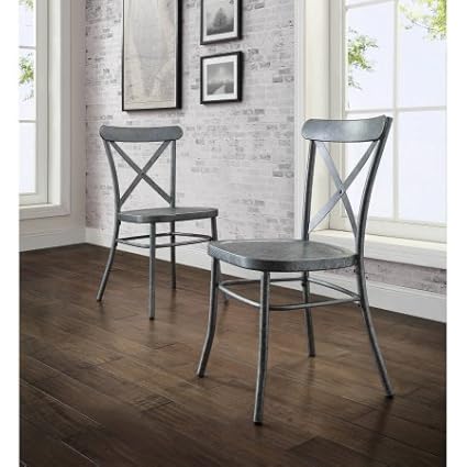 Better Homes and Gardens Collin Distressed Dining Chair 2-Pack Silver