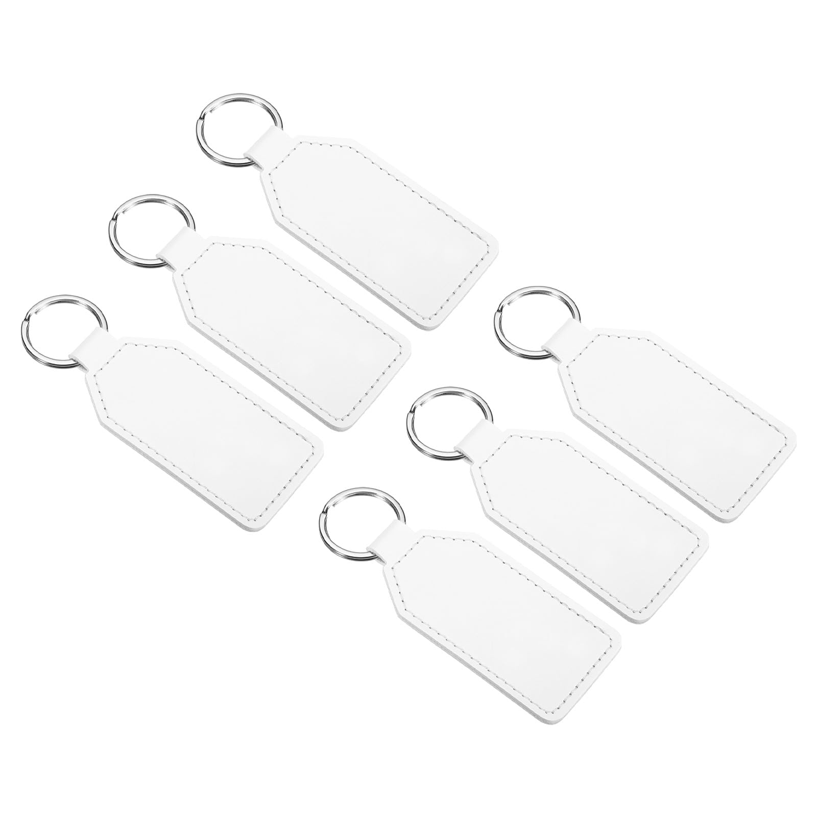 PATIKIL Sublimation Keychain Blanks, 6 Pack PU Leather Keychain Blanks Key Fob with Rings for DIY Keyring Car Home Keys, White