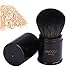 Retractable Makeup Brush Natural Super Soft Dense Bristles Make up Kabuki Brushes for Mineral Face Powder Foundation Blush Beauty Tools with Cosmetics Pouch(Black)