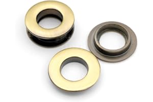 CRAFTMEMORE Metal Push Snap Together Grommet Flat Surface Snap Rings Eyelet O-Rings Purse Loop Easy Installation Pack of 4 (11mm (7/16"), Brushed Brass)