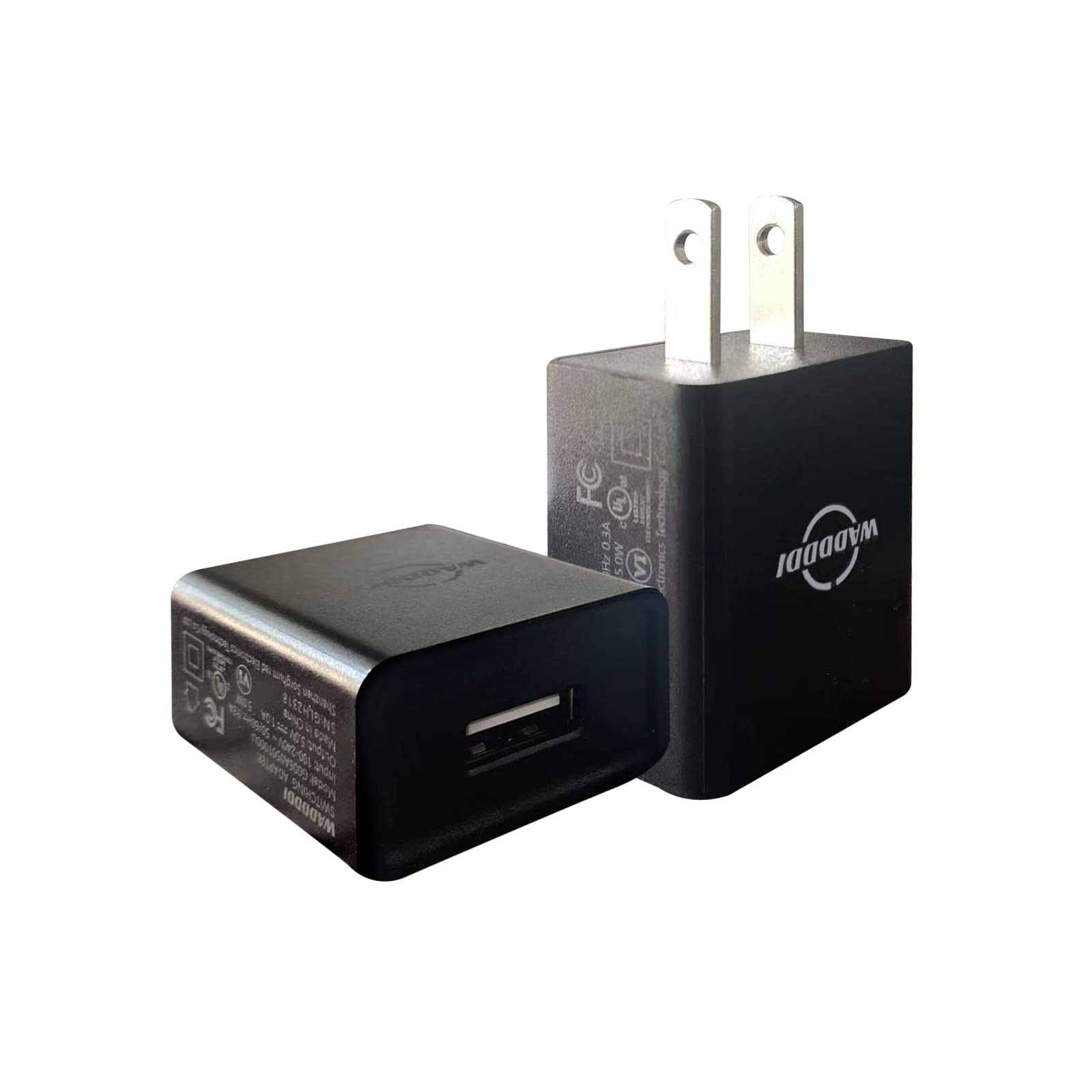 Photo 1 of WADDDDI USB A Charger 1A/5V Single Port USB Wall Plug 5W Wall Plug Brick Portable Travel Power Adapter UL Listed 2 Pack (Black)