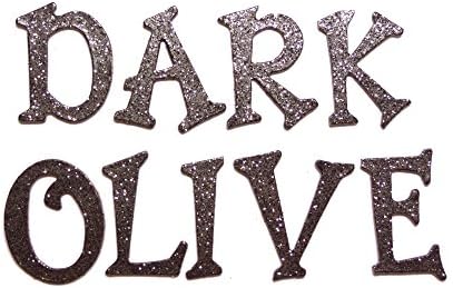 Dark Olive Metallic Glitter HandCut 1.5" Chipboard Uppercase Letters Alphabet set 60 pcs Stickers