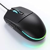 REBOCOON Wired Gaming Mouse RGB, 50g Lightweight Silent USB Mouse -Black | 4 DPI Levels Up To 2400, Silent Clicks, Ergonomic Design, RGB Lighting, USB Plug &amp; Play for PC Laptop Desktop Computer Mac