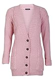 Forever Womens Long Sleeves Cable Knitted Grandad Button Cardigan