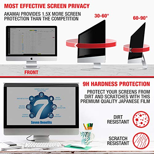 Akamai 23-24 Inch Acrylic Removable Monitor Privacy Screen - LCD Blackout Security Filter - Desktop Computer Protector (23 inch - 24 inch Diagonally Measured, Removable Acrylic) - Thumbnail 2