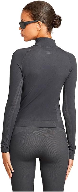 Para Mujer Top Seamless Zip, Gris (Grey Asphalt D26341-D989-G277), M