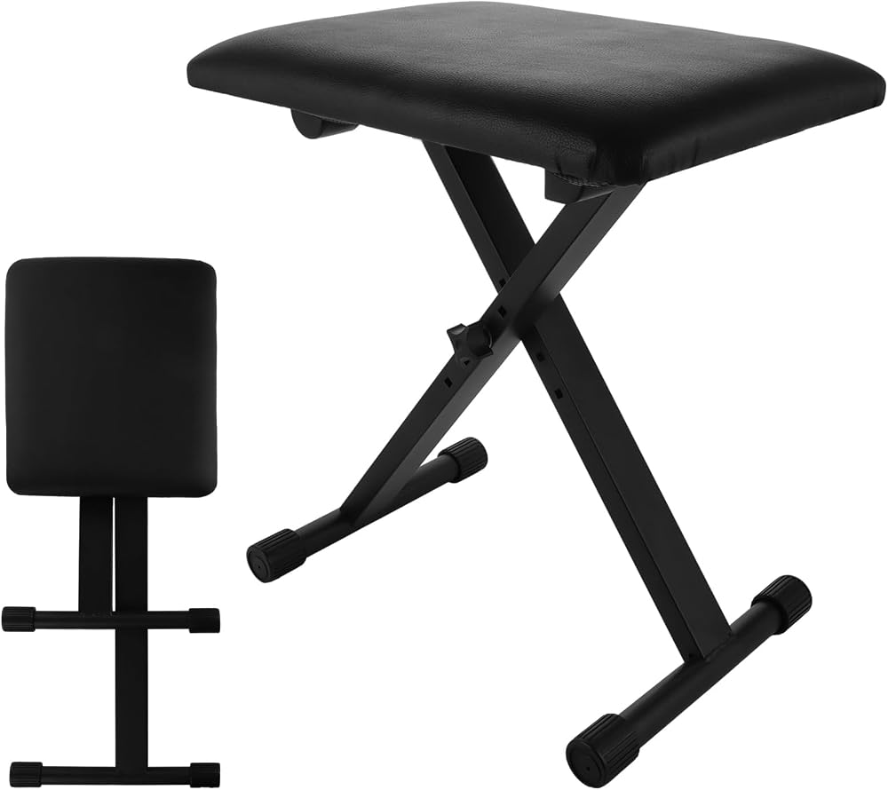 ASelected Keyboard Stool X Style Folding Piano Bench Adjustable Height