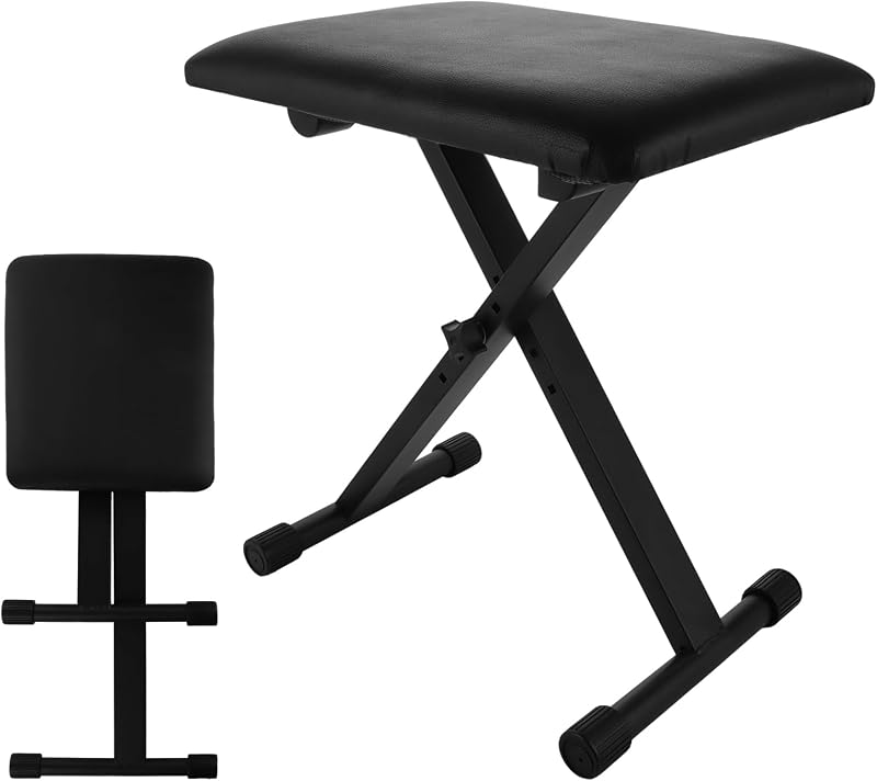 ASelected Keyboard Stool X Style Folding Piano Bench Adjustable Height