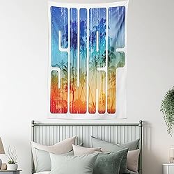 Ambesonne Surf Tapestry, Summer Theme Retro Letters