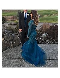 Bonnie_Shop - Vestido largo de fiesta de graduación, diseño de sirena con cuentas bordadas, BS014