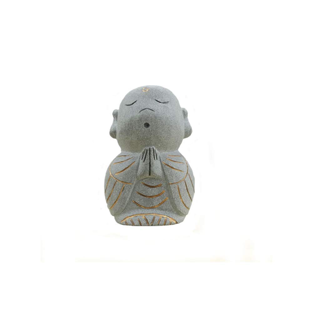 IUYJVR Jizo Buddha Statue, Monk Sculpture Stone Statue Carving Buddhist Meditation Decorative Artwor